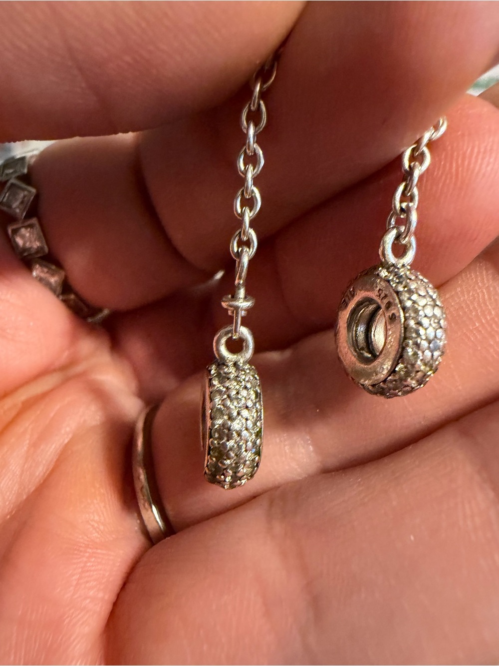 Pandora Silver Pavé Dangle Bracelet Charms